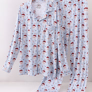 Blue santa claus bamboo dad pajamas set