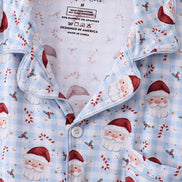Blue santa claus bamboo dad pajamas set