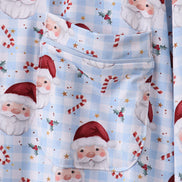 Blue santa claus bamboo dad pajamas set
