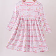 Pink train bamboo pajamas dress