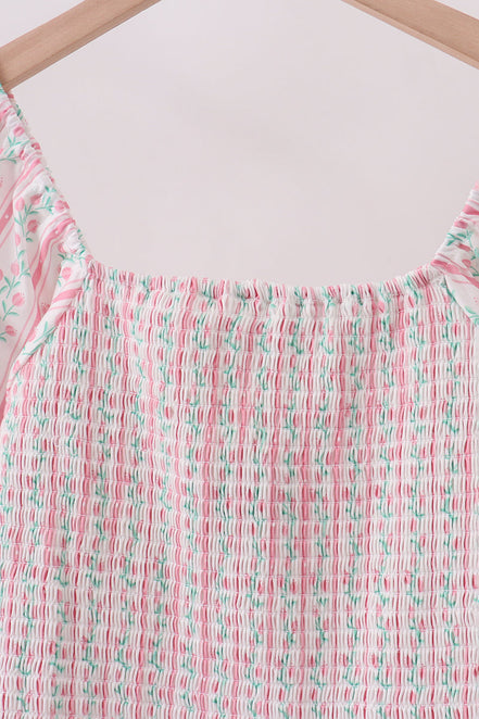 Floral tulip smocked mom dress