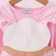 Pink cotton applique gingham 2pc set