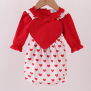 Red heart applique bubble set