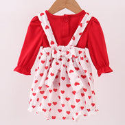 Red heart applique bubble set