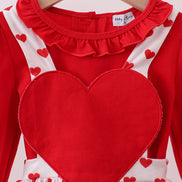 Red heart applique ruffle 2pc set