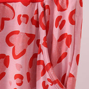 Red heart print bamboo pants