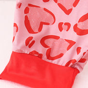 Red heart print bamboo pants