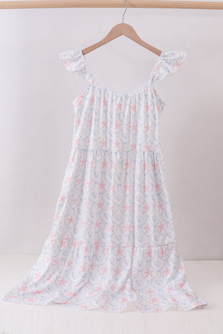 Blue starfish shell tiered women dress