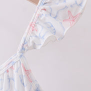 Blue starfish shell tiered women dress