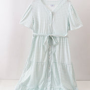 Sage gingham women dress