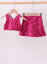 Wine red glitter skort set