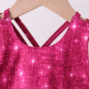 Wine red glitter skort set