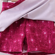 Wine red glitter skort set
