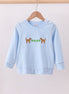 Blue puppy clover embroidery top