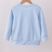 Blue puppy clover embroidery top