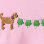 Pink puppy clover embroidery ruffle top
