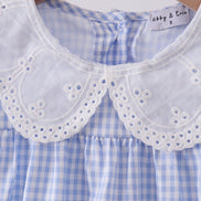 Blue Gingham Lace Ruffle Dress
