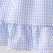 Blue Gingham Lace Ruffle Dress