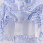 Blue Gingham Lace Ruffle Dress