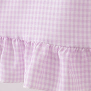 Purple Gingham Lace Ruffle Dress