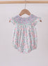 Green Floral Smocked Bubble