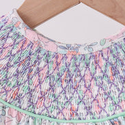 Green Floral Smocked Bubble