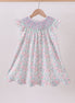 Green Floral Smocked Dress