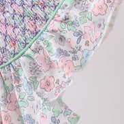 Green Floral Smocked Dress