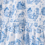 Blue beach sea smocked women dress