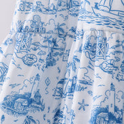 Blue beach sea smocked women dress