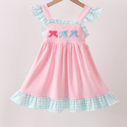 Pink Bow French Knot Bow Dress
