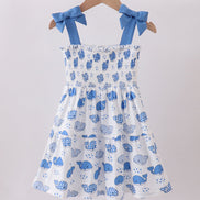 Blue whale smocked ruffle mom&me dress