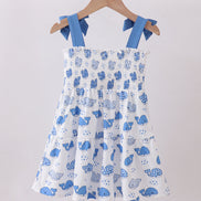 Blue whale smocked ruffle mom&me dress