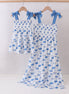 Blue whale smocked ruffle mom&me dress