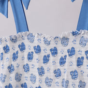 Blue whale smocked ruffle mom&me dress