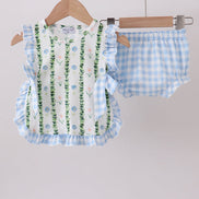 Green Floral Ruffle Bloomer Set