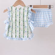 Green Floral Ruffle Bloomer Set