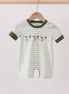 Green Duck Embroidered Stripe Romper