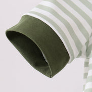 Green Duck Embroidered Stripe Romper