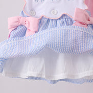 Blue Crab Embroidered Seersucker Bloomer Set