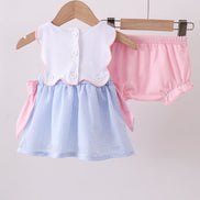 Blue Crab Embroidered Seersucker Bloomer Set