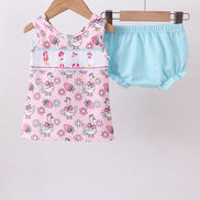 Pink Goose Smocked Bloomer Set