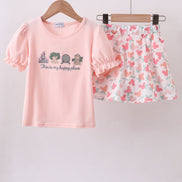 Happy Place Embroidered Skorts Set