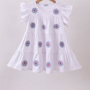 White fireworks sequin tiered ruffle dress