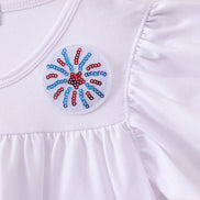 White fireworks sequin tiered ruffle dress
