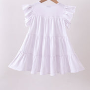 White fireworks sequin tiered ruffle dress
