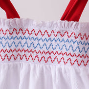 White smocked jacquard bloomer set
