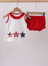 Red star applique ruffle bloomer set