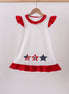 Red star applique ruffle dress