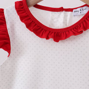 Red star applique ruffle dress